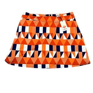 NWT Amy Sport Jazz Skort Geometric Orange/Blue Golf Athletic Tennis Pickleball